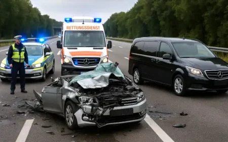 Leichenwagen fährt durch Rettungsgasse